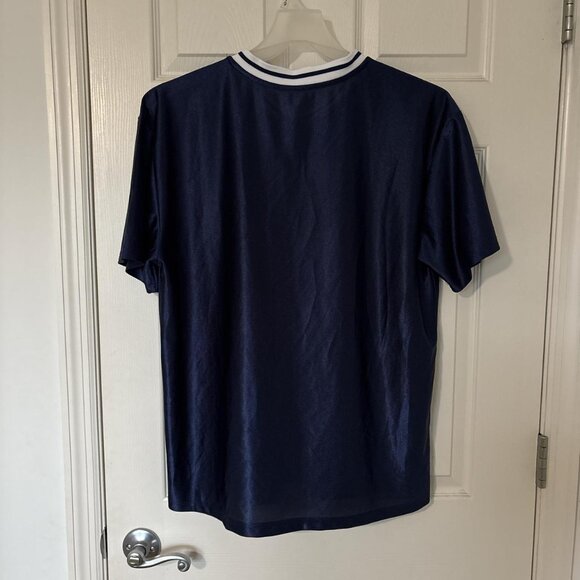 Brooklyn navy and white shiny fashionable jersey. Size L. - Picture 2 of 5